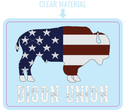 American Flag Bison Clear Sticker