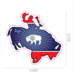 Wyoming Bucking Buffalo Flag Sticker