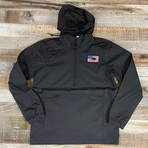 Black Windbreaker with RWB Buffalo Flag Patch – Bison Union